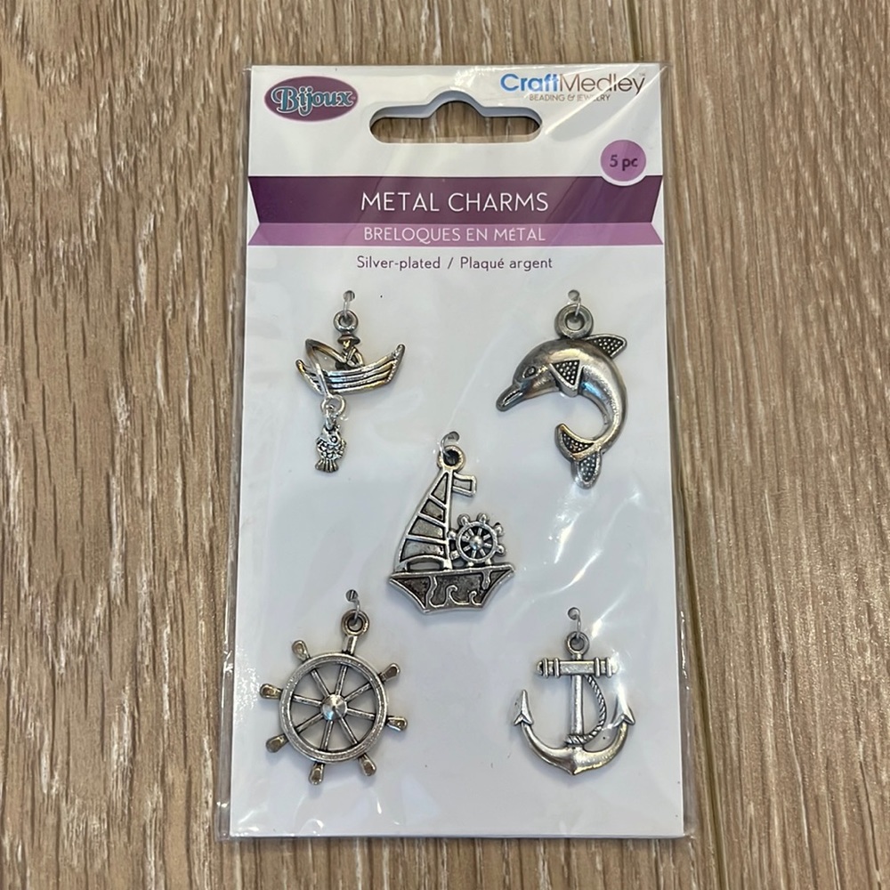 Metal Charms Silver Plated - Nautical Themed (5pcs)